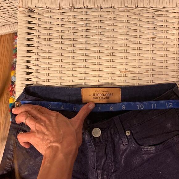 LEVIS MADE & CRAFTED NAVY BLUE GLAZED COTTON JEANS 25 - Picture 7 of 8